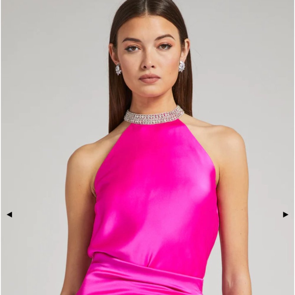 NWT Generation Love Ellis Satin Halter Top in Hot Pink.